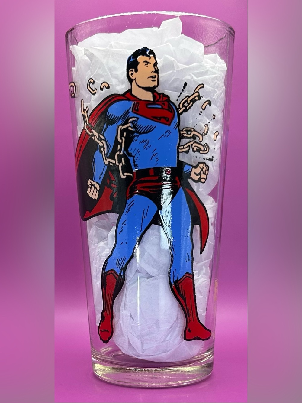 1975 Pepsi Superman Collector Glass Vintage DC Comics Drinkware